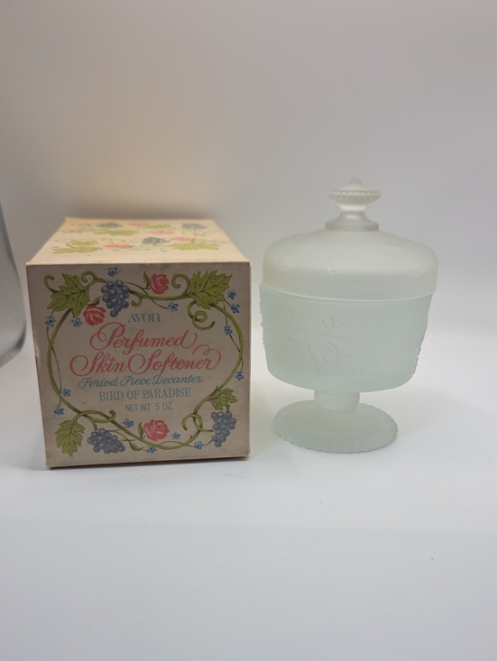 Avon Other - Avon Bird of Paradise Perfumed Skin Softener Jar - Frosted Glass. Vintage